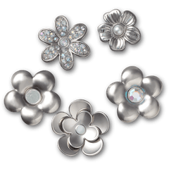 Women / Men Crocs - Monochrome Slvr Flwrs 5 Pack Jibbitz™ charms