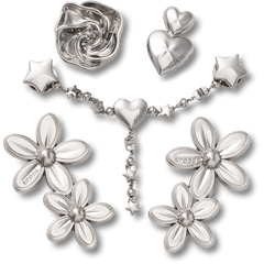 Women / Men Crocs - Silver Meta Floral 5 Pack Jibbitz™ charms