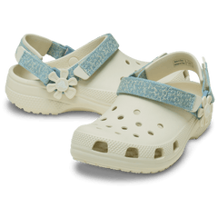 Kids Crocs - Kids’ Classic Denim Flower Adjustable Backstrap Clog