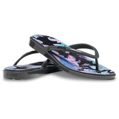 Women Crocs - Miami Round Toe Dark Floral Flip