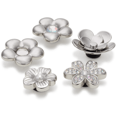 Women / Men Crocs - Monochrome Slvr Flwrs 5 Pack Jibbitz™ charms