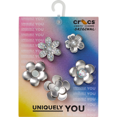 Women / Men Crocs - Monochrome Slvr Flwrs 5 Pack Jibbitz™ charms