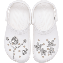 Women / Men Crocs - Silver Meta Floral 5 Pack Jibbitz™ charms