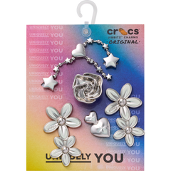 Women / Men Crocs - Silver Meta Floral 5 Pack Jibbitz™ charms