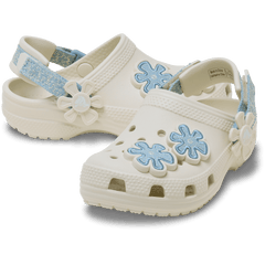 Kids Crocs - Toddler Classic Denim Flower Adjustable Backstrap Clog