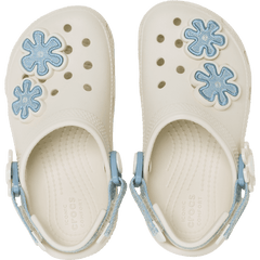 Kids Crocs - Toddler Classic Denim Flower Adjustable Backstrap Clog